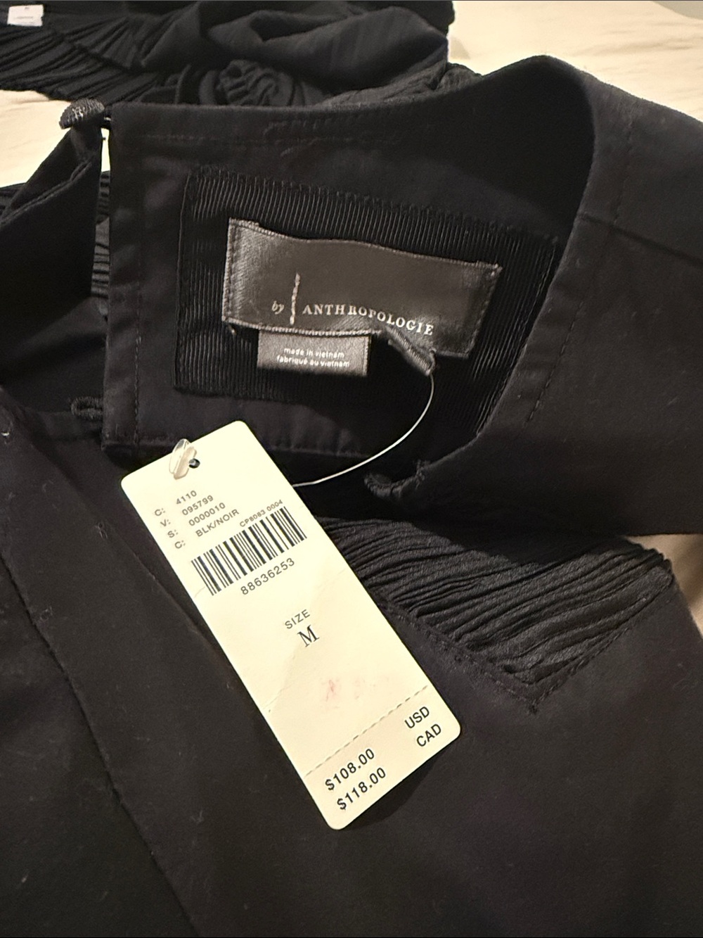 Anthropologie Black Pleated Sleeveless Blouse - Picture 2 of 8